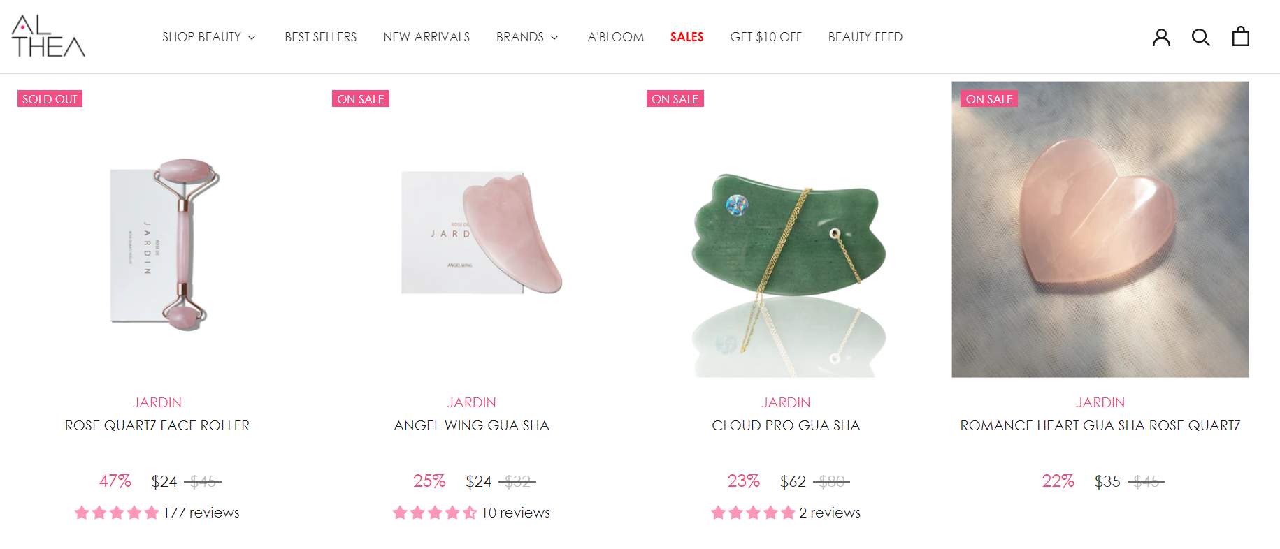 Althea's website in different languages