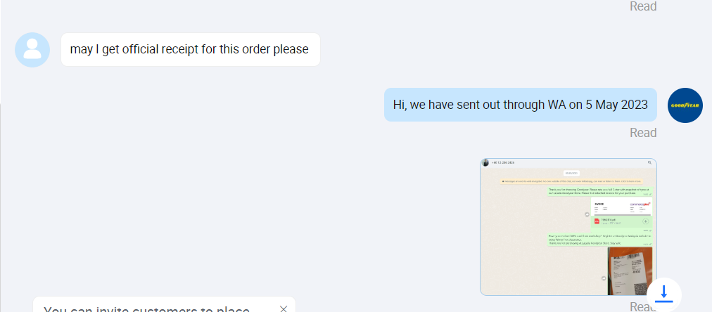 Screenshots of different customer service channels
